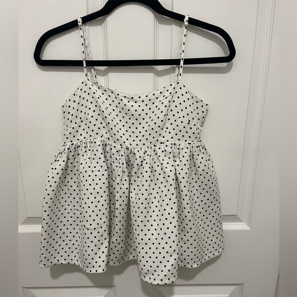 Kate Spade x Target White And Black Polka Dot Babydoll Tank Top Size XS - Picture 2 of 9